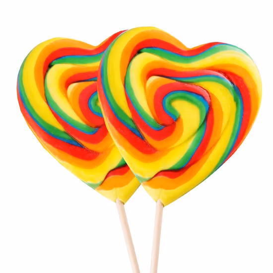 Customization Valentine′s Day Rainbow Hard Candy Gift Heart Shaped Lollipop