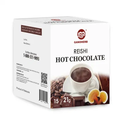 Chocolate quente de cogumelo Reishi OEM com cacau real misturado com Ganoderma