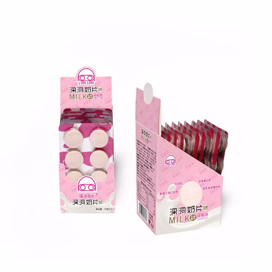 Vendedor quente de doces com sabor de leite em borracha doce Milktablet